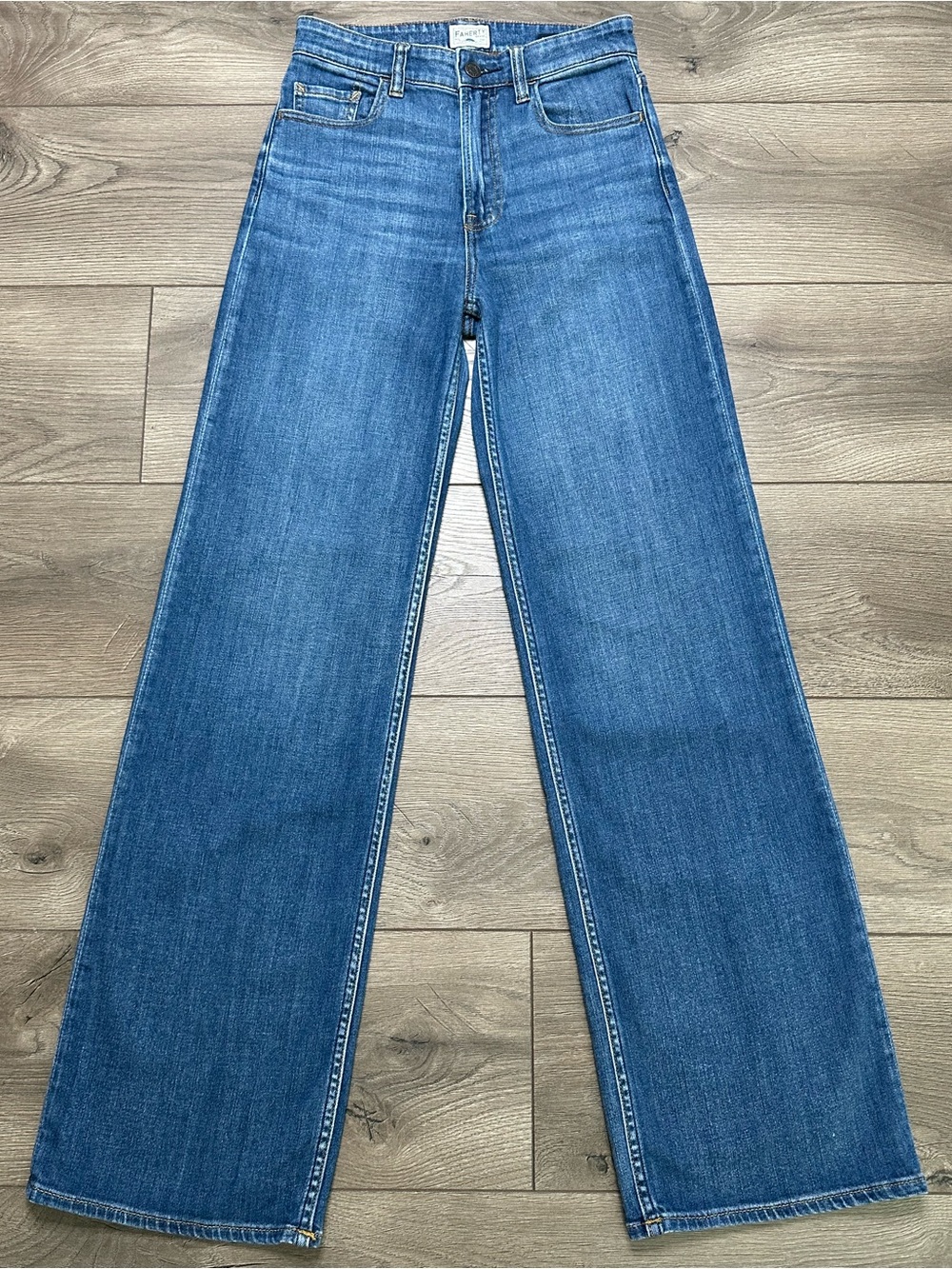 Faherty Dream Jeans High Rise Wide Leg Stretch Blue Denim Size 25